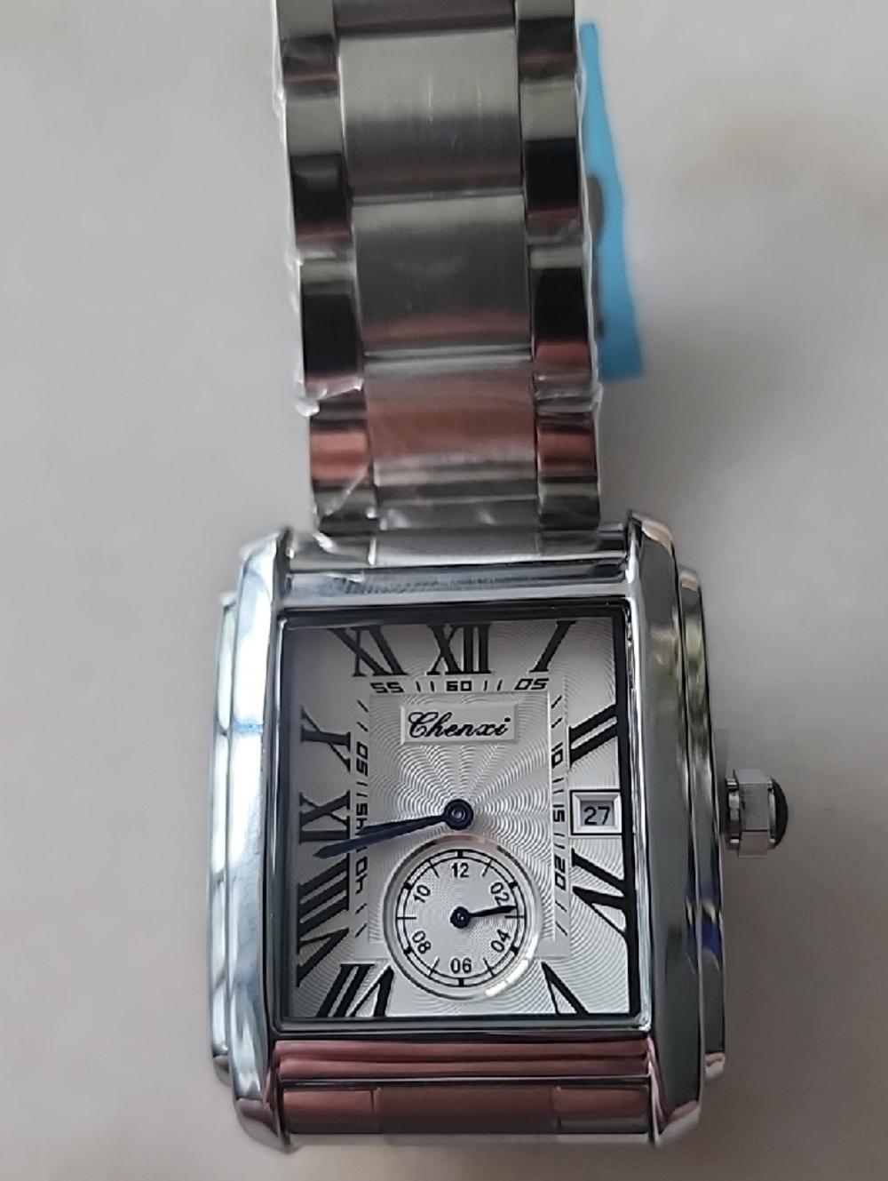 Chenxi Silver Rectangular Men's Stainless Watch